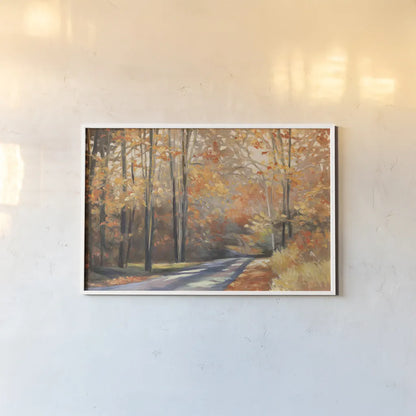 Country Road by Julia Purinton. shown as a paper print in a white frame. Available as a archival giclee rolled canvas, fine art paper, or poster print. SKU 9222i.