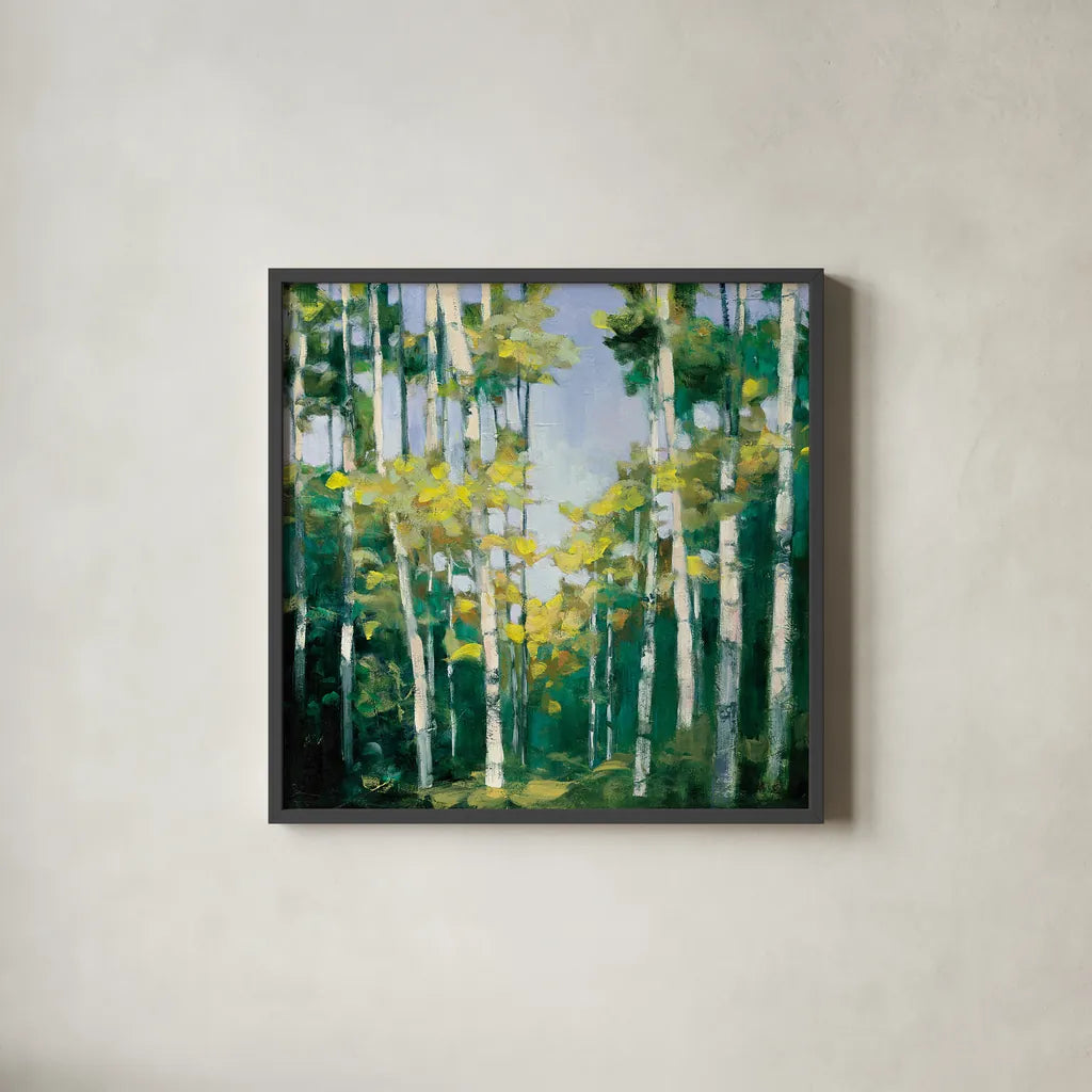 Cripple Creek by Julia Purinton. Shown in a sleek black glass frame for a contemporary gallery look. Available as an archival giclee rolled canvas, fine art paper, or poster print. SKU 20919a.