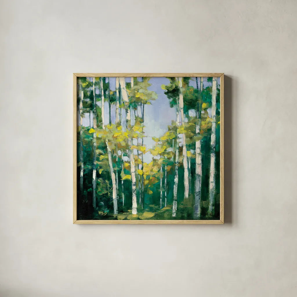 Cripple Creek by Julia Purinton. Shown in a natural wood glass frame for a timeless modern aesthetic. Available as an archival giclee rolled canvas, fine art paper, or poster print. SKU 20919a.