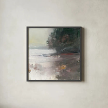 Cygnet by Julia Purinton. Shown in a sleek black glass frame for a contemporary gallery look. Available as an archival giclee rolled canvas, fine art paper, or poster print. SKU 27870a.