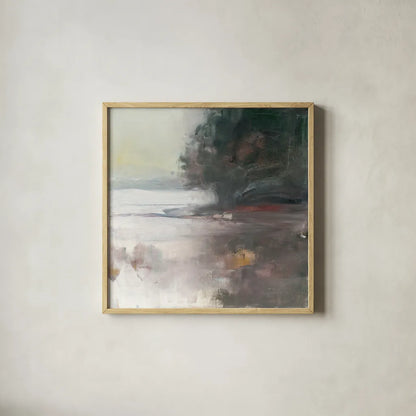 Cygnet by Julia Purinton. Shown in a natural wood glass frame for a timeless modern aesthetic. Available as an archival giclee rolled canvas, fine art paper, or poster print. SKU 27870a.
