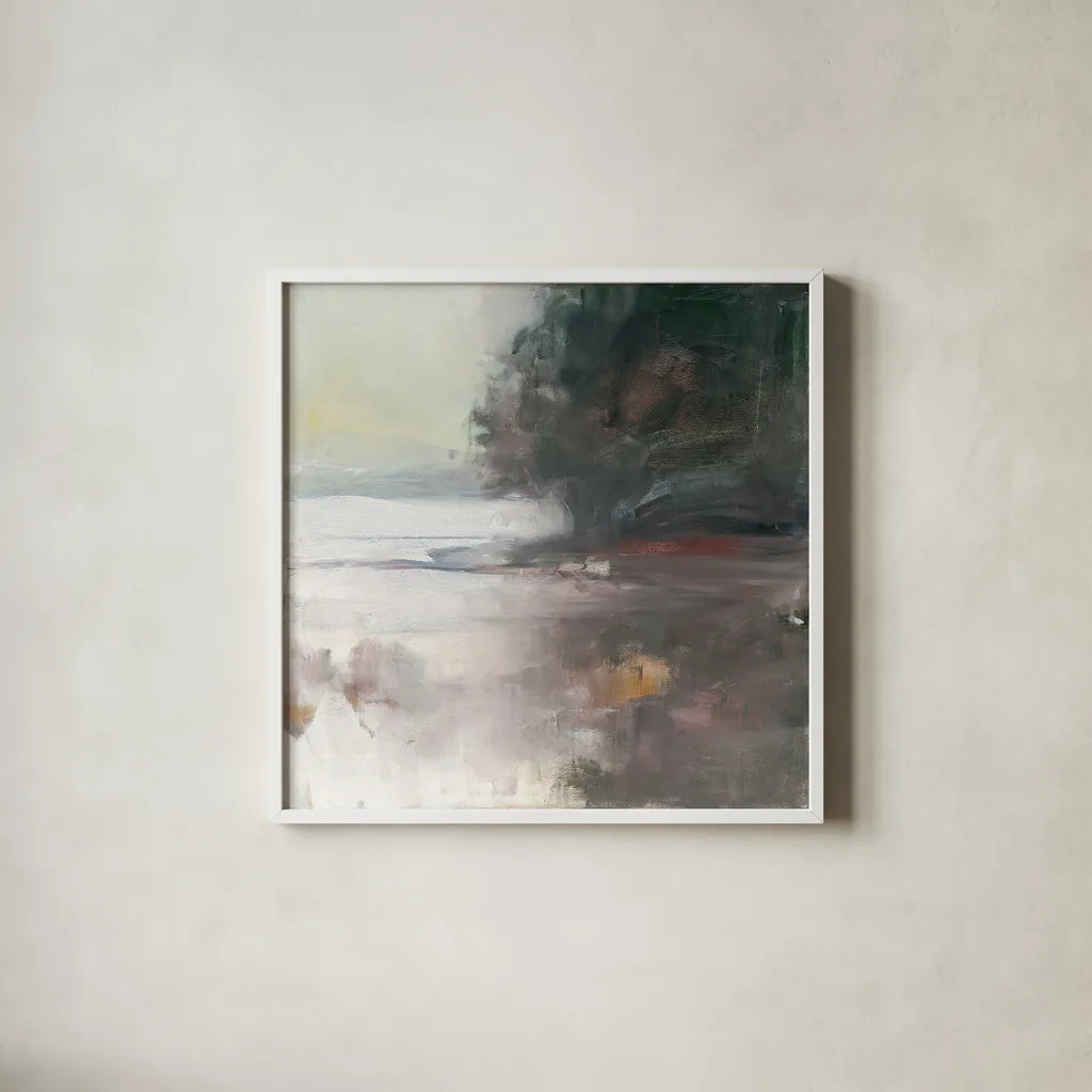 Cygnet by Julia Purinton. Shown in a crisp white glass frame for a clean and minimalist style. Available as an archival giclee rolled canvas, fine art paper, or poster print. SKU 27870a.