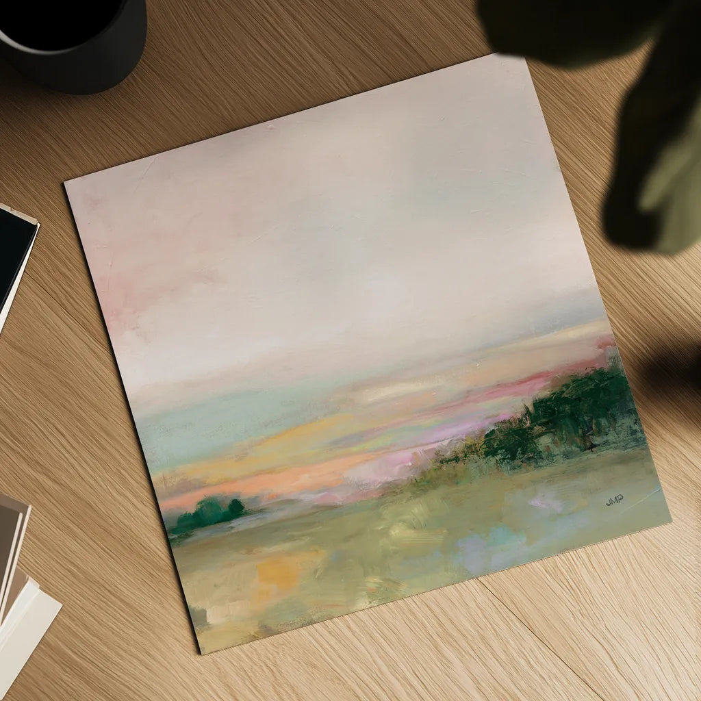 Dark Glowing Valley by Julia Purinton. Shown as a detailed flat fine art print, highlighting archival giclee quality. Available as an archival giclee rolled canvas, fine art paper, or poster print. SKU 70442a.