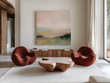 Dark Glowing Valley by Julia Purinton. Shown as extra-large giant wall art in a modern living room. Available as an archival giclee rolled canvas, fine art paper, or poster print. SKU 70442a.