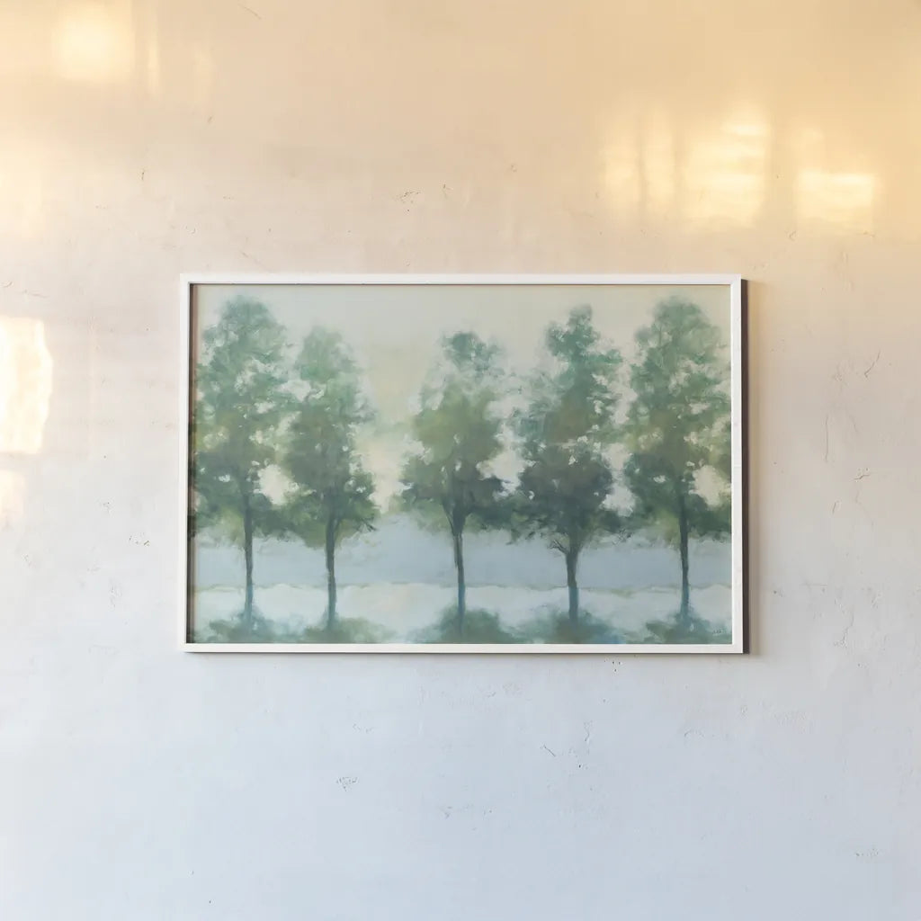 Dawn Processional by Julia Purinton. shown as a paper print in a white frame. Available as a archival giclee rolled canvas, fine art paper, or poster print. SKU 58285i.