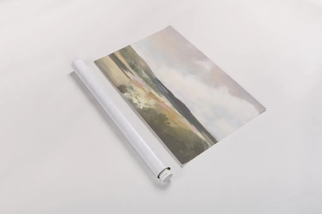 Dawn by the Water Neutral by Julia Purinton. shown as a rolled paper print. Available as archival giclee rolled canvas, fine art paper, or poster print. SKU 82350i.