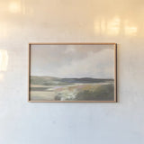 Dawn by the Water Neutral by Julia Purinton. shown as a paper print in a natural frame. Available as a archival giclee rolled canvas, fine art paper, or poster print. SKU 82350i.