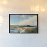 Dawn by the Water No Lavender by Julia Purinton. shown as a paper print in a black flame. Available as a archival giclee rolled canvas, fine art paper, or poster print. SKU 59313i.