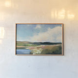 Dawn by the Water No Lavender by Julia Purinton. shown as a paper print in a natural frame. Available as a archival giclee rolled canvas, fine art paper, or poster print. SKU 59313i.