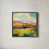 Daybreak Valley II by Julia Purinton. Shown in a sleek black glass frame for a contemporary gallery look. Available as an archival giclee rolled canvas, fine art paper, or poster print. SKU 61139a.