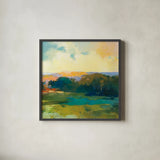 Daybreak Valley III by Julia Purinton. Shown in a sleek black glass frame for a contemporary gallery look. Available as an archival giclee rolled canvas, fine art paper, or poster print. SKU 61140a.
