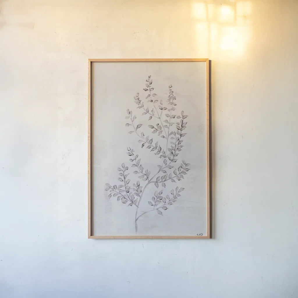 Delicate Meadow II by Julia Purinton. shown as a paper print in a natural frame. Available as a archival giclee rolled canvas, fine art paper, or poster print. SKU 91565h.