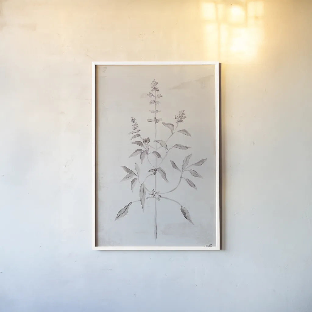 Delicate Meadow III by Julia Purinton. shown as a paper print in a white frame. Available as a archival giclee rolled canvas, fine art paper, or poster print. SKU 91566h.