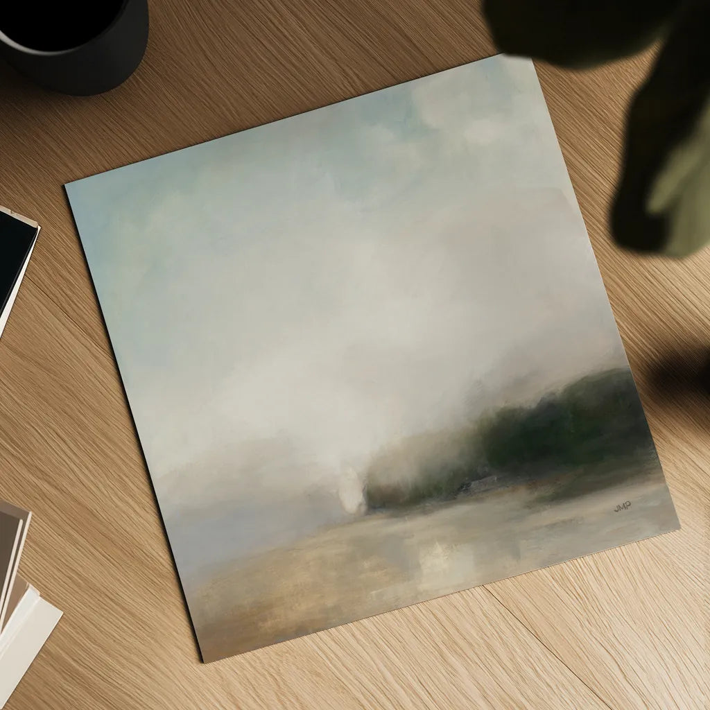 Distant Forest by Julia Purinton. Shown as a detailed flat fine art print, highlighting archival giclee quality. Available as an archival giclee rolled canvas, fine art paper, or poster print. SKU 78364a.