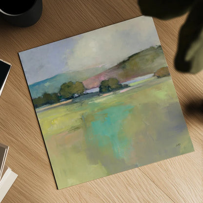 Distant Lake by Julia Purinton. Shown as a detailed flat fine art print, highlighting archival giclee quality. Available as an archival giclee rolled canvas, fine art paper, or poster print. SKU 63329a.