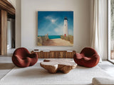 Down the Path by Julia Purinton. Shown as extra-large giant wall art in a modern living room. Available as an archival giclee rolled canvas, fine art paper, or poster print. SKU 11436a.
