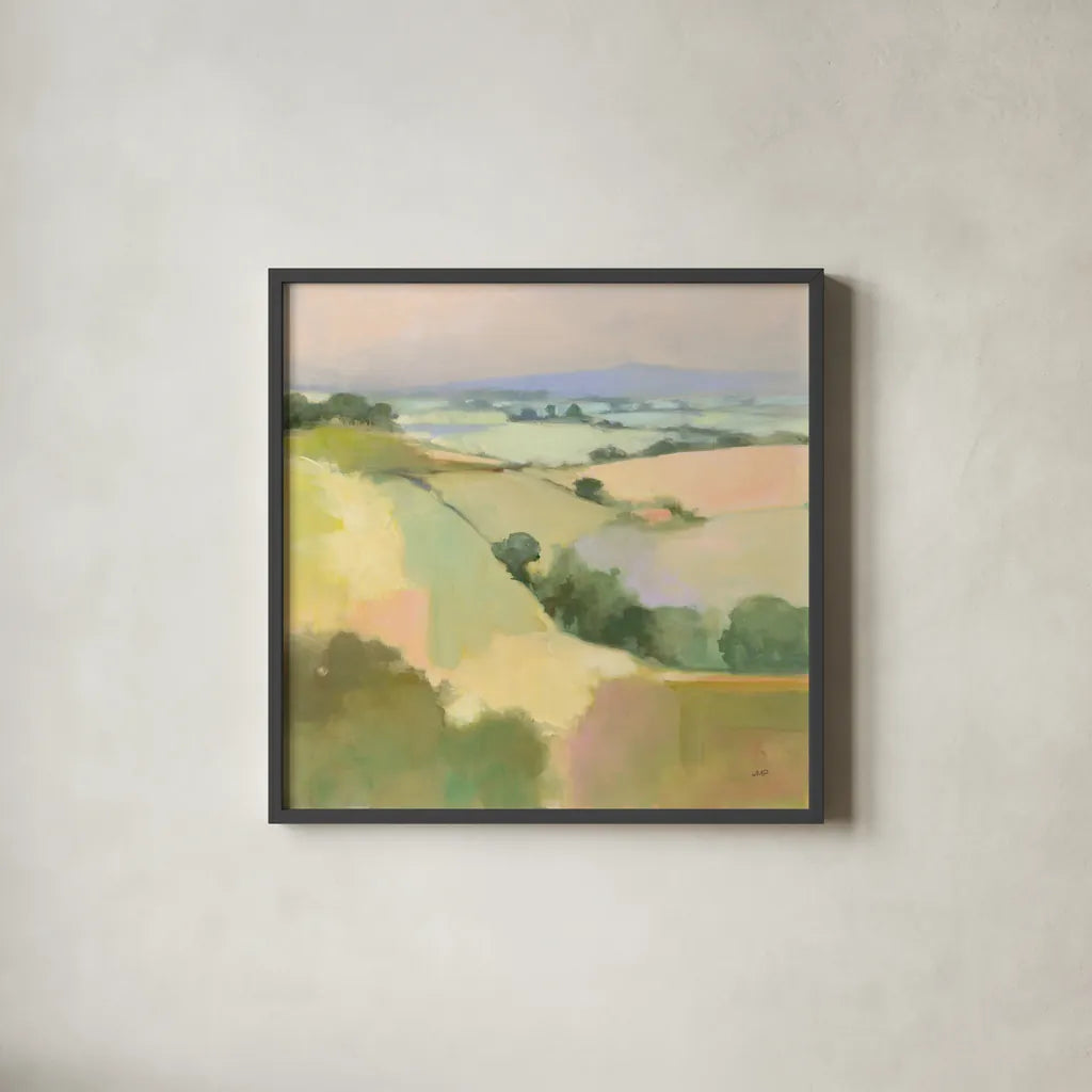 Dream Valley I by Julia Purinton. Shown in a sleek black glass frame for a contemporary gallery look. Available as an archival giclee rolled canvas, fine art paper, or poster print. SKU 65155a.