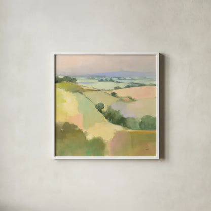 Dream Valley I by Julia Purinton. Shown in a crisp white glass frame for a clean and minimalist style. Available as an archival giclee rolled canvas, fine art paper, or poster print. SKU 65155a.