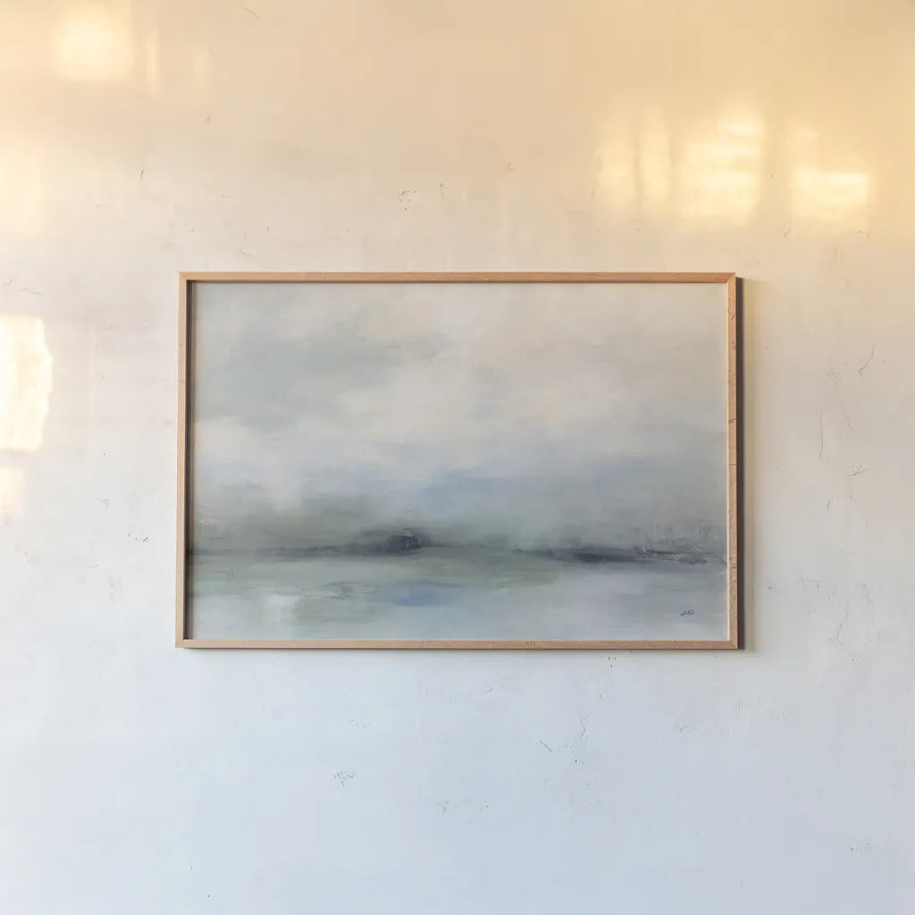 Dreams of the Ocean by Julia Purinton. shown as a paper print in a natural frame. Available as a archival giclee rolled canvas, fine art paper, or poster print. SKU 73243i.