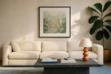 Dreamy by Julia Purinton. Displayed in a glass frame with matte in a clean modern living room. Available as an archival giclee rolled canvas, fine art paper, or poster print. SKU 39364a.