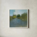 Dreamy Day by Julia Purinton. Shown in a crisp white glass frame for a clean and minimalist style. Available as an archival giclee rolled canvas, fine art paper, or poster print. SKU 77400a.