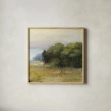 Edge of the Forest by Julia Purinton. Shown in a natural wood glass frame for a timeless modern aesthetic. Available as an archival giclee rolled canvas, fine art paper, or poster print. SKU 91092a.