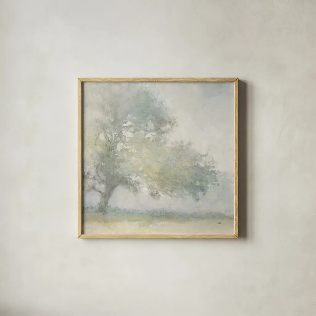 Edge of the Orchard by Julia Purinton. Shown in a natural wood glass frame for a timeless modern aesthetic. Available as an archival giclee rolled canvas, fine art paper, or poster print. SKU 73244a.