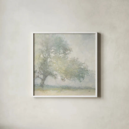 Edge of the Orchard by Julia Purinton. Shown in a crisp white glass frame for a clean and minimalist style. Available as an archival giclee rolled canvas, fine art paper, or poster print. SKU 73244a.