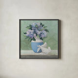Enchanted Hydrangea by Julia Purinton. Shown in a sleek black glass frame for a contemporary gallery look. Available as an archival giclee rolled canvas, fine art paper, or poster print. SKU 87672a.