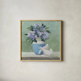 Enchanted Hydrangea by Julia Purinton. Shown in a natural wood glass frame for a timeless modern aesthetic. Available as an archival giclee rolled canvas, fine art paper, or poster print. SKU 87672a.