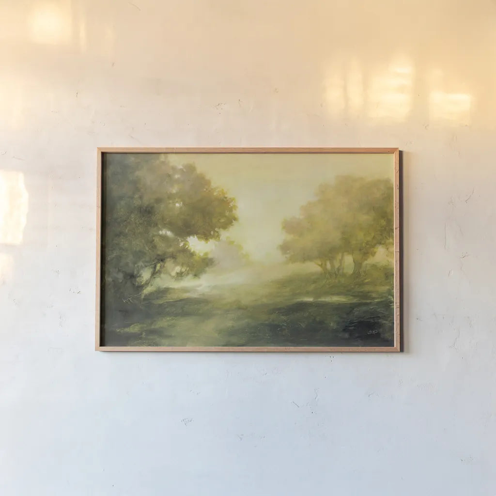 Evening Solitude by Julia Purinton. shown as a paper print in a natural frame. Available as a archival giclee rolled canvas, fine art paper, or poster print. SKU 85167i.