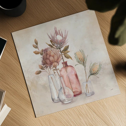 Exotic Florals by Julia Purinton. Shown as a detailed flat fine art print, highlighting archival giclee quality. Available as an archival giclee rolled canvas, fine art paper, or poster print. SKU 71917a.