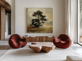 Fall Tree by Julia Purinton. Shown as extra-large giant wall art in a modern living room. Available as an archival giclee rolled canvas, fine art paper, or poster print. SKU 76013a.