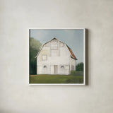 Farm Heritage Light by Julia Purinton. Shown in a crisp white glass frame for a clean and minimalist style. Available as an archival giclee rolled canvas, fine art paper, or poster print. SKU 58257a.