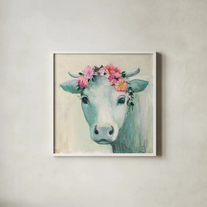 Festival Girl II by Julia Purinton. Shown in a crisp white glass frame for a clean and minimalist style. Available as an archival giclee rolled canvas, fine art paper, or poster print. SKU 50138a.