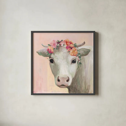 Festival Girl II Pink by Julia Purinton. Shown in a sleek black glass frame for a contemporary gallery look. Available as an archival giclee rolled canvas, fine art paper, or poster print. SKU 70497a.