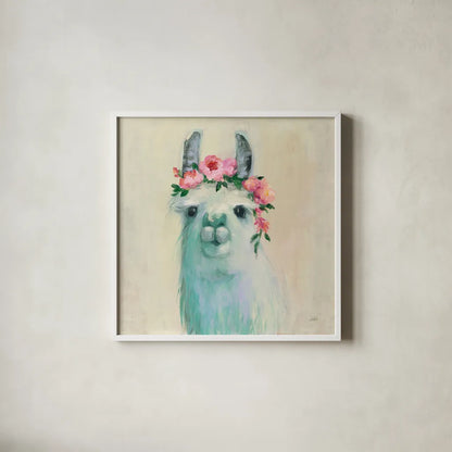 Festival Girl III by Julia Purinton. Shown in a crisp white glass frame for a clean and minimalist style. Available as an archival giclee rolled canvas, fine art paper, or poster print. SKU 50139a.