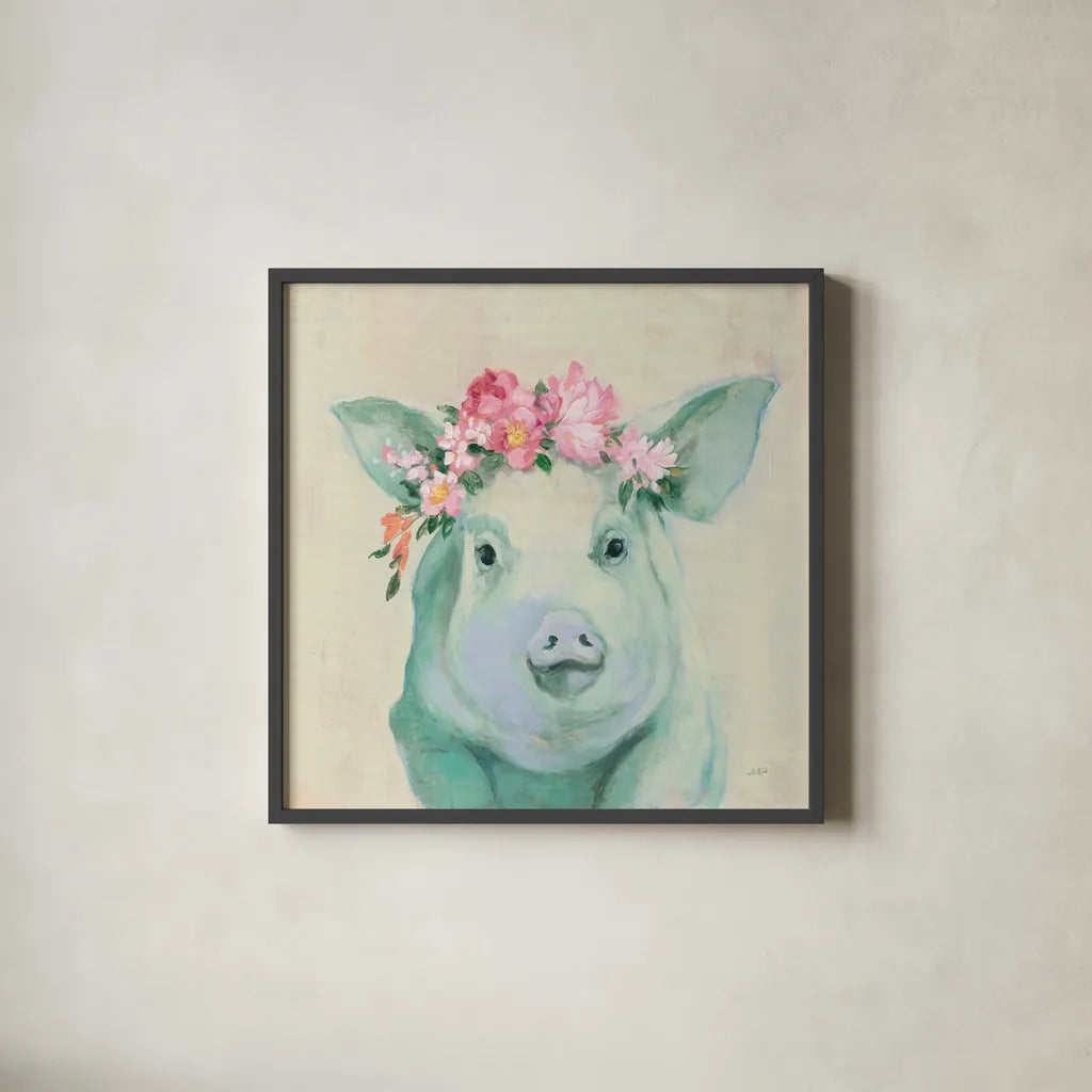 Festival Girl IV by Julia Purinton. Shown in a sleek black glass frame for a contemporary gallery look. Available as an archival giclee rolled canvas, fine art paper, or poster print. SKU 50140a.