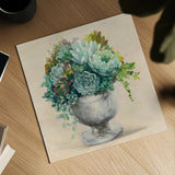 Festive Succulents I by Julia Purinton. Shown as a detailed flat fine art print, highlighting archival giclee quality. Available as an archival giclee rolled canvas, fine art paper, or poster print. SKU 59957a.