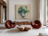Festive Succulents I by Julia Purinton. Shown as extra-large giant wall art in a modern living room. Available as an archival giclee rolled canvas, fine art paper, or poster print. SKU 59957a.