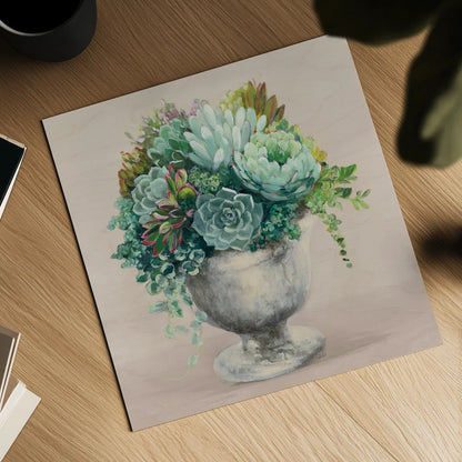 Festive Succulents I Blush by Julia Purinton. Shown as a detailed flat fine art print, highlighting archival giclee quality. Available as an archival giclee rolled canvas, fine art paper, or poster print. SKU 66123a.