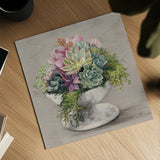 Festive Succulents II Gray by Julia Purinton. Shown as a detailed flat fine art print, highlighting archival giclee quality. Available as an archival giclee rolled canvas, fine art paper, or poster print. SKU 64812a.