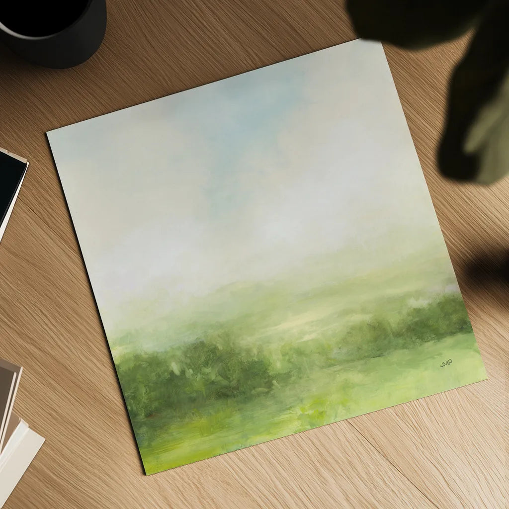 Fields of Green I by Julia Purinton. Shown as a detailed flat fine art print, highlighting archival giclee quality. Available as an archival giclee rolled canvas, fine art paper, or poster print. SKU 78365a.