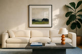 First View of the Water by Julia Purinton. Displayed in a glass frame with matte in a clean modern living room. Available as an archival giclee rolled canvas, fine art paper, or poster print. SKU 76014a.