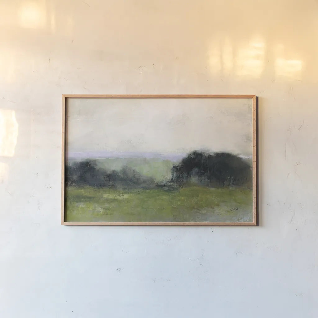 First View of the Water Crop by Julia Purinton. shown as a paper print in a natural frame. Available as a archival giclee rolled canvas, fine art paper, or poster print. SKU 76014i.