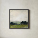 First View of the Water Neutral by Julia Purinton. Shown in a sleek black glass frame for a contemporary gallery look. Available as an archival giclee rolled canvas, fine art paper, or poster print. SKU 77360a.