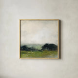 First View of the Water Neutral by Julia Purinton. Shown in a natural wood glass frame for a timeless modern aesthetic. Available as an archival giclee rolled canvas, fine art paper, or poster print. SKU 77360a.