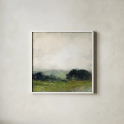 First View of the Water Neutral by Julia Purinton. Shown in a crisp white glass frame for a clean and minimalist style. Available as an archival giclee rolled canvas, fine art paper, or poster print. SKU 77360a.