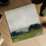 First View of the Water with Pink by Julia Purinton. Shown as a detailed flat fine art print, highlighting archival giclee quality. Available as an archival giclee rolled canvas, fine art paper, or poster print. SKU 79223a.