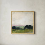 First View of the Water with Pink by Julia Purinton. Shown in a natural wood glass frame for a timeless modern aesthetic. Available as an archival giclee rolled canvas, fine art paper, or poster print. SKU 79223a.